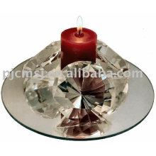 Decorative Round Base Crystal Figurines Candle Holder For Holiday Gifts